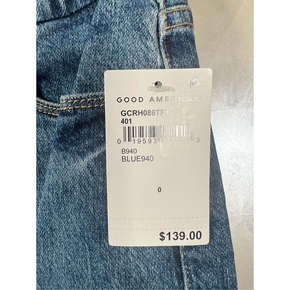 Good American Good Classic Raw Hem High Waist Slim Jeans in Blue940 Size… - Picture 4 of 9